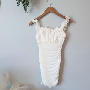Nwt Hello Molly White Ruched Mini Dress